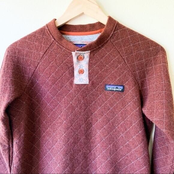 Patagonia Women's Wool Blend Diamond Quilt Henley Burnished Red Size XS - Picture 3 of 10